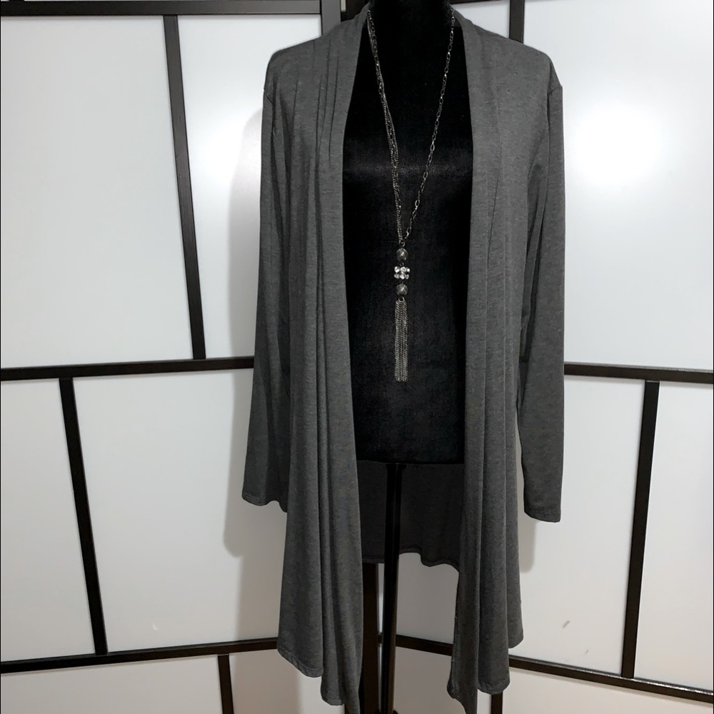 Gray Open-Front Women's Cardigan Sweater - Brand Unknown
